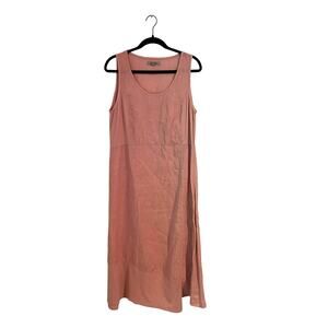 Flax Linen Pink Boho Maxi Dress Cottage Lagenlook size small